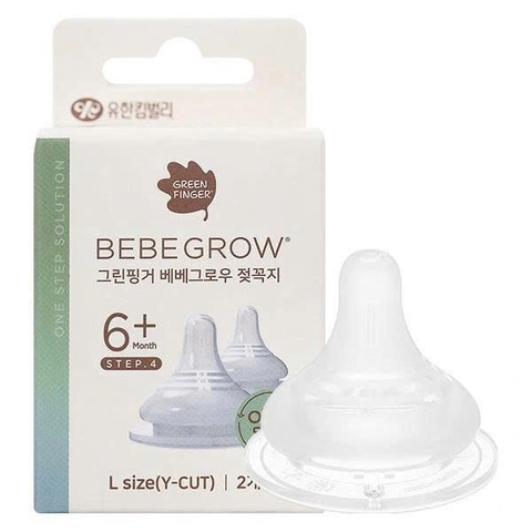 Núm ty bình sữa Greenfinger Bebegrow - Size L (6-9 tháng) - Set 2