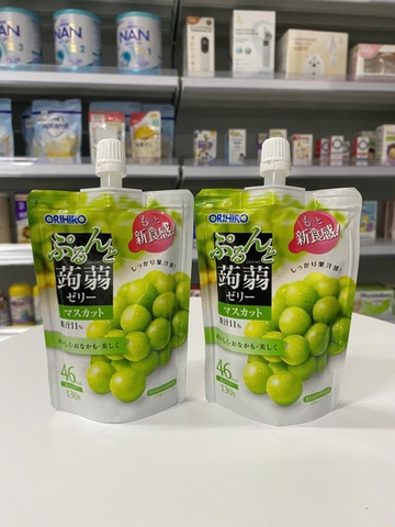 Thạch Orihiro vị Nho Xanh dạng túi đứng 130g cho bé từ 3 tuổi