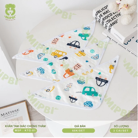 Set 3 khăn tam giác chống thấm Mipbi
