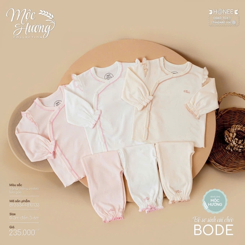 Bộ sơ sinh nỉ lông cài chéo Bode Honee 0133