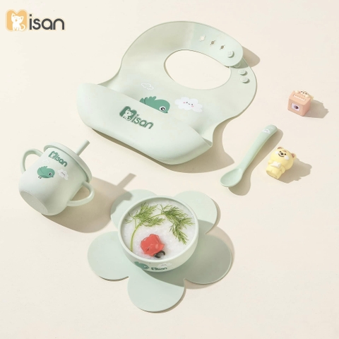 Set Ăn Dặm Silicon Nature's Love Misan 4 Chi Tiết (Xanh)