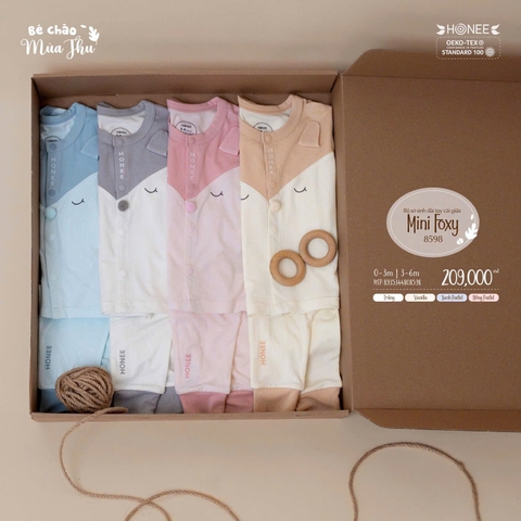 Bộ sơ sinh dài tay cài giữa Mini Foxy Honee 8598