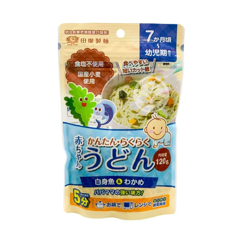Mì udon Akachan tách muối vị Rong biển và thịt Cá Trắng cho bé trên 7 tháng (120g)