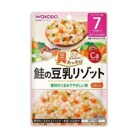 Cháo Wakodo số 7 vị Cá Hồi Sữa Đậu Nành 80g cho bé trên 7 tháng