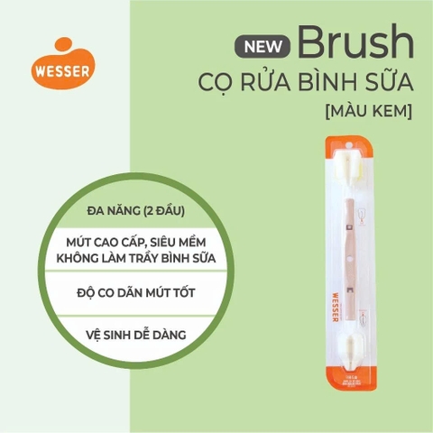 Cọ rửa bình sữa Wesser 2 đầu đa năng (màu KEM)