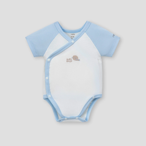 Set 2 bodysuit cài lệch cộc tay Nous màu xanh phối trắng