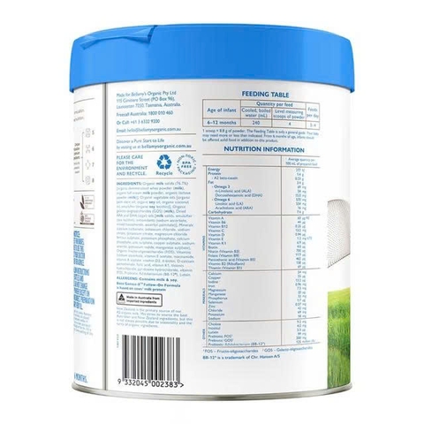 Sữa Bellamy's Organic A2 số 2 800g cho bé 6-12 tháng tuổi