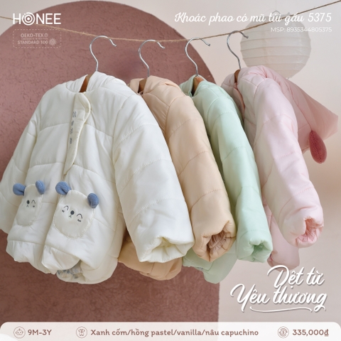 Áo khoác phao có mũ túi gấu Honee 5375