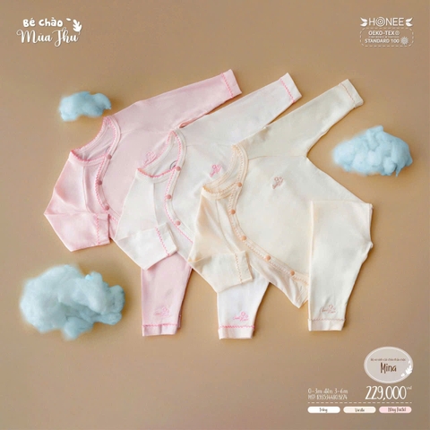 Bộ sơ sinh cài chéo thảo mộc Mina Honee 9274