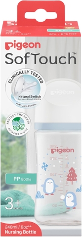Bình sữa PP Pigeon Softouch Baby-Friendly World cổ rộng 240ml - Mùa đông (từ 3 tháng)