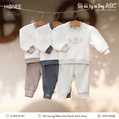 Bộ dài tay nỉ lông ABC Honee 7478