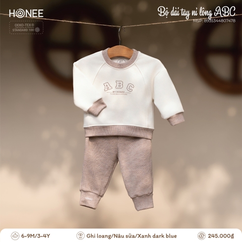 Bộ dài tay nỉ lông ABC Honee 7478