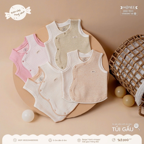 Áo gile Ultra Soft cài chéo túi gấu Honee 9595