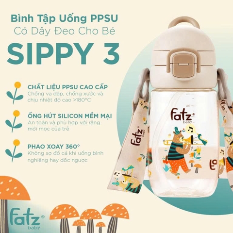 Bình uống nước PPSU nắp kép Fatz Sippy 3 (400ml/ 18M+)