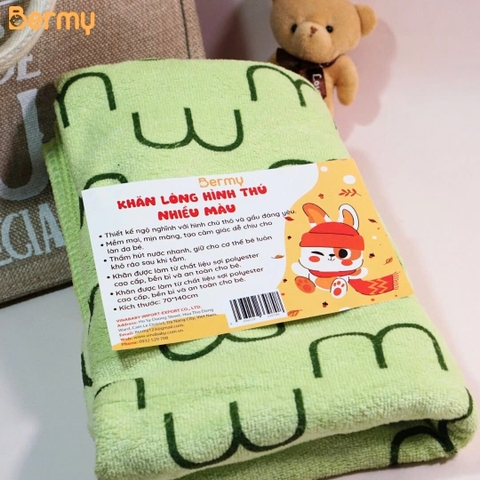 Khăn lông Bermy hình nhiều màu 70x140cm (màu ngẫu nhiên)
