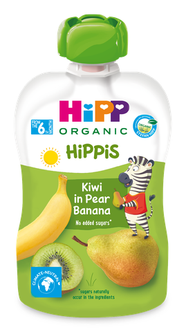 Dinh dưỡng 100% trái cây nghiền hữu cơ HiPPiS Organic vị Kiwi, Lê, Chuối (6M+)