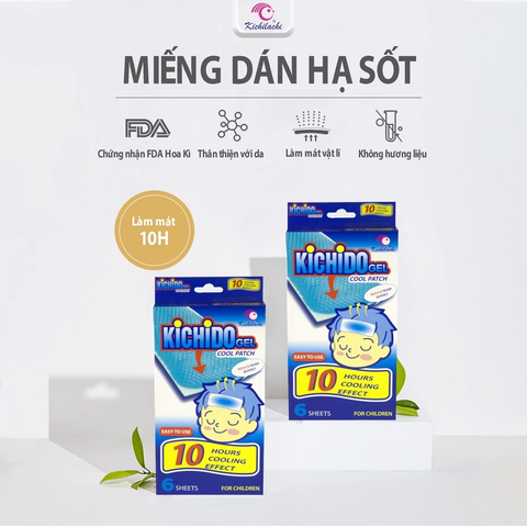 Miếng Dán Hạ Sốt Kichido Giúp Bé Hạ Nhiệt, Giảm Sốt, Làm Mát Tự Nhiên Dùng Được Cho Trẻ Sơ Sinh