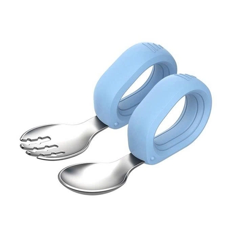 Bộ thìa nĩa inox tay cầm tròn Hallysen - màu xanh dương