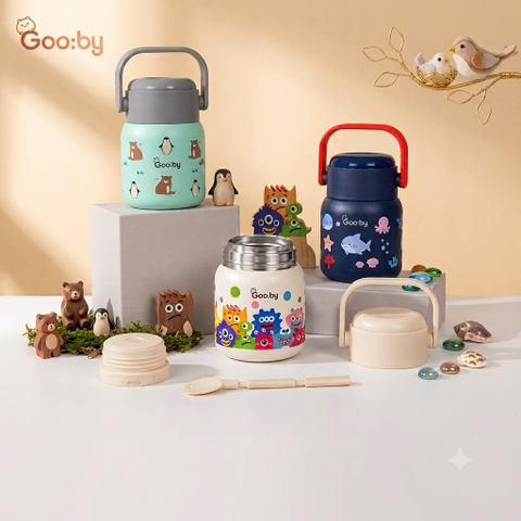 [MẪU MỚI] Bình Ủ Cháo Giữ Nhiệt Inox 304 Kèm Thìa GOOBY 500ml (giao màu ngẫu nhiên)