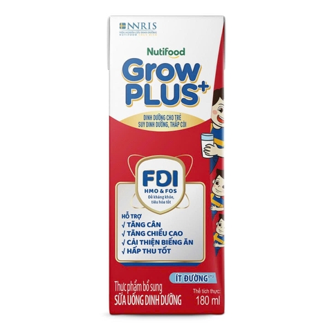 [ÍT ĐƯỜNG] Sữa Dinh Dưỡng Pha Sẵn Nutifood GrowPLUS+ Đỏ 4*180ml (1Y+)