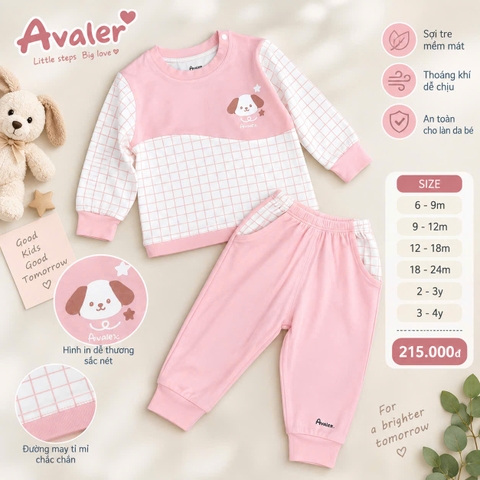 Bộ kẻ caro hình cún Avaler