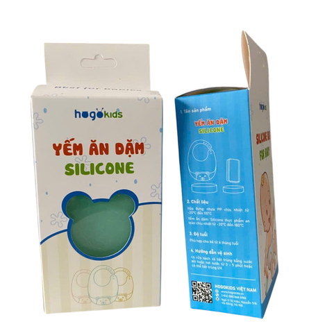 Yếm ăn dặm Hogokids Silicone dẻo trong suốt siêu nhẹ hình gấu (màu ngẫu nhiên)
