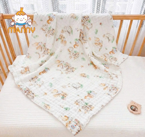 Khăn tắm cổ tích Manny 6 lớp cotton cao cấp 90*90cm (họa tiết ngẫu nhiên)