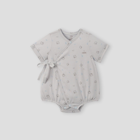 Set 2 bodysuit cộc cài lệch Nous màu ghi in họa tiết