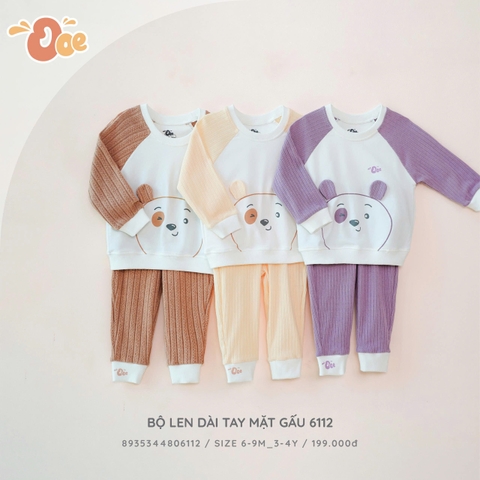 Bộ len dài tay mặt gấu 6112 OOE