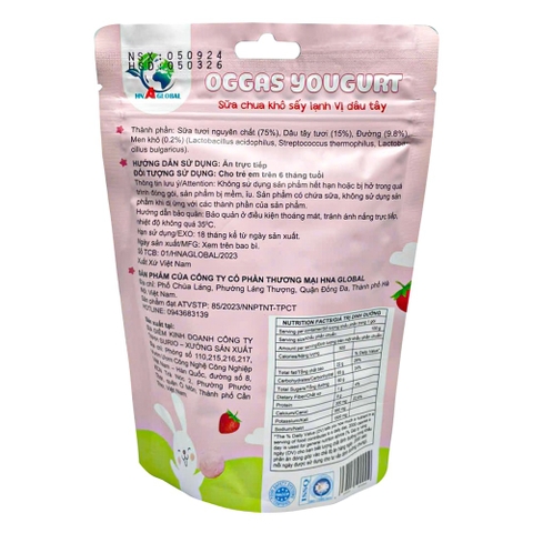 Sữa chua khô Oggas Yogurt vị dâu tây 18g (6M+)