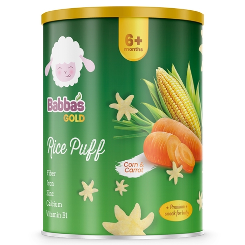 Bánh gạo Babba's Gold Ngô Cà Rốt 35g (6M+)