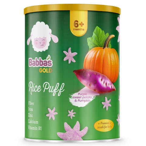 Bánh gạo Babba's Gold Khoai Lang Bí Đỏ 35g (6M+)