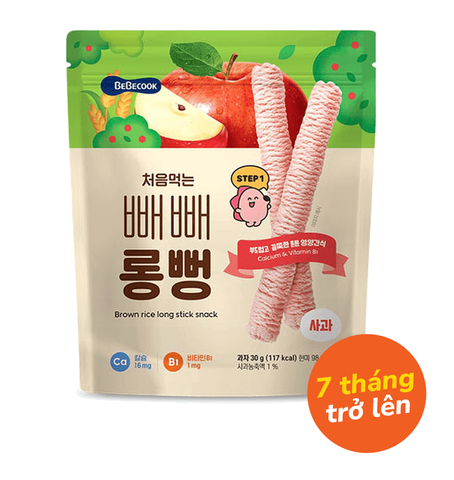 Bánh gạo lứt thanh dài BeBecook vị Táo dành cho bé từ 7 tháng