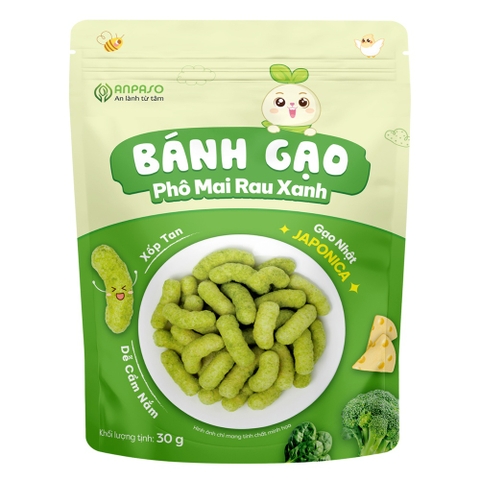 Bánh gạo ăn dặm hình que Anpaso vị Phô Mai Rau Xanh 30g (6M+)