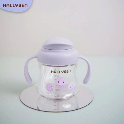 Bình Tập Uống Nước Hallysen Chất Liệu Tritran 210ml - Màu tím bạch tuộc (6M+)