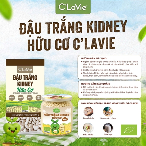Đậu trắng kidney hữu cơ C'LaVie 110g (6M+)