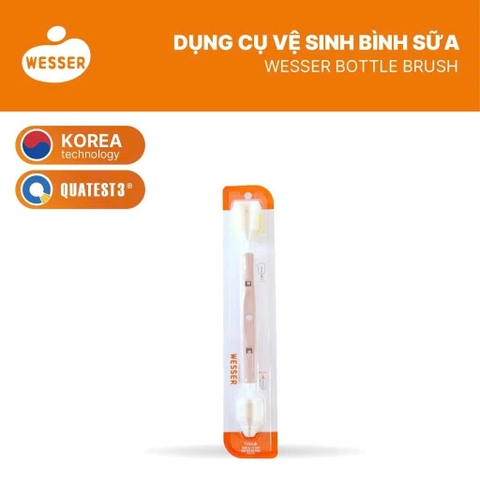 Cọ rửa bình sữa Wesser 2 đầu đa năng (màu KEM)