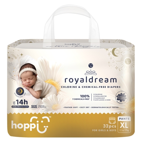 Bỉm - Tã quần Hoppi RoyalDream cao cấp size XL32 miếng (cho bé 12-17kg)