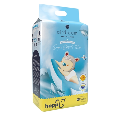 Bỉm - Tã dán Hoppi Airdream Newborn 66 miếng (cho bé ≤ 5kg)