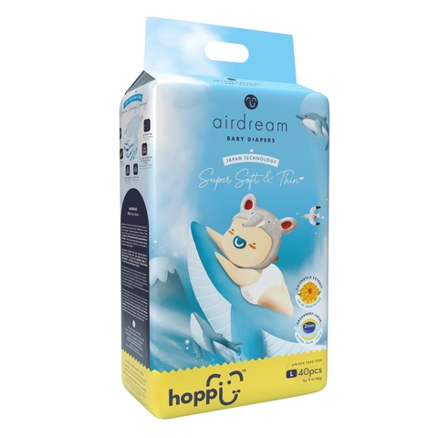 Bỉm - Tã dán Hoppi Airdream size L40 miếng (cho bé 9 - 14kg)