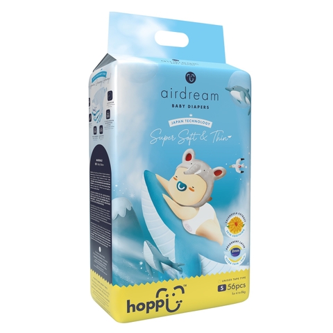 Bỉm - Tã dán Hoppi Airdream size S56 miếng (cho bé 4 - 8kg)