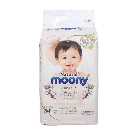 Bỉm - Tã dán Moony Trắng Size M46 miếng (cho bé 6 - 11kg)