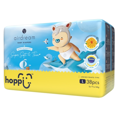 Bỉm - Tã quần Hoppi Airdream size L38 miếng (9 - 14kg)