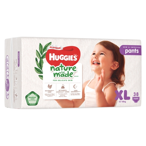 Bỉm - Tã quần Huggies Nature size XL38 miếng (cho bé 12 - 18kg)