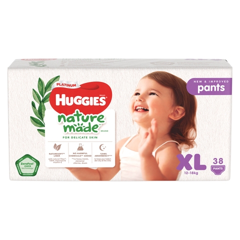 Bỉm - Tã quần Huggies Nature size XL38 miếng (cho bé 12 - 18kg)
