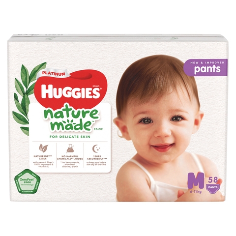 Bỉm - Tã quần Huggies Nature size M58 miếng (cho bé 6 - 11kg)