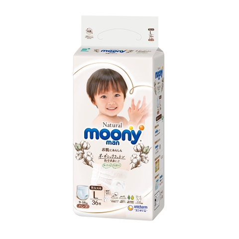 Bỉm - Tã quần Moony Trắng size L36 miếng (cho bé 9 - 14kg)