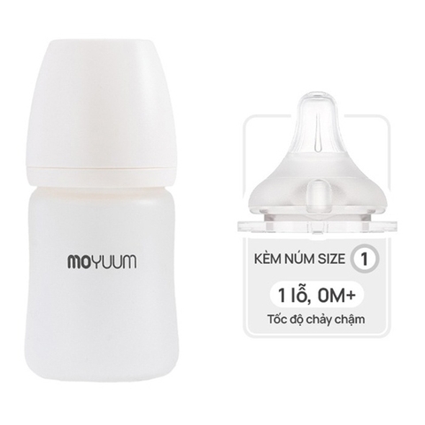Bình sữa Moyuum Thủy tinh bọc silicone 150ml