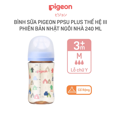 Bình sữa Pigeon SofTouch PPSU Plus WN3 phiên bản Nhật Ngôi Nhà 240ML