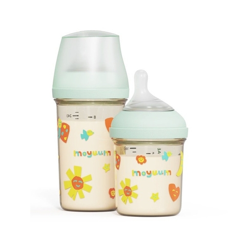 Bình sữa Moyuum Mov.aa cổ rộng thế hệ mới họa tiết 250ml (Xanh)